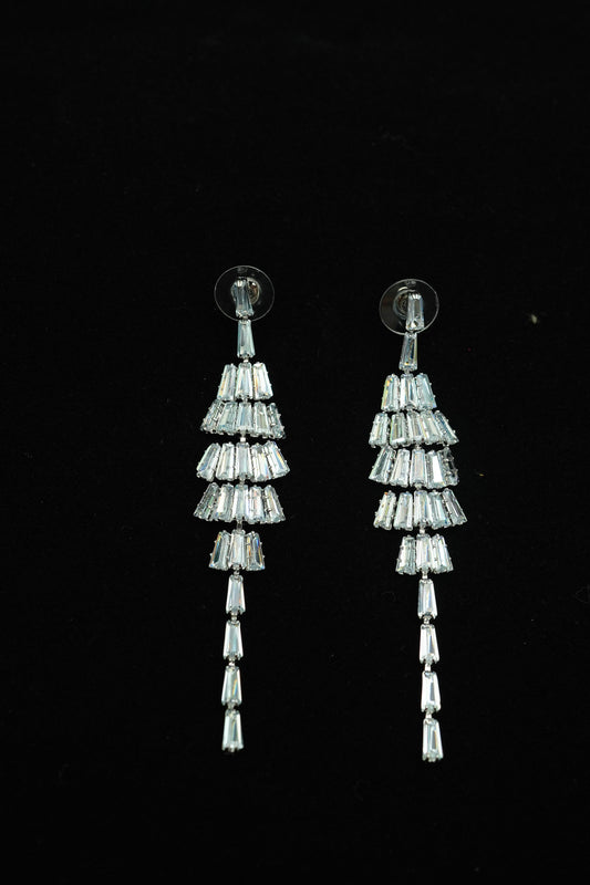 Swarovski Crystal Baguette Stainless steel long Earrings