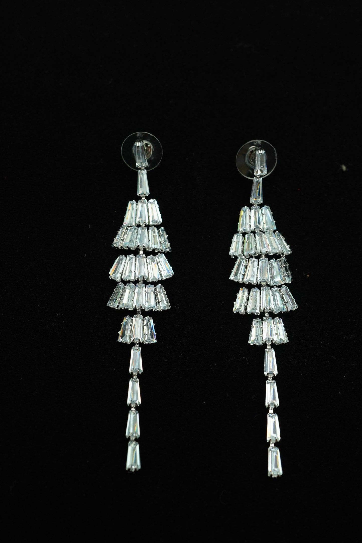 Swarovski Crystal Baguette Stainless steel long Earrings