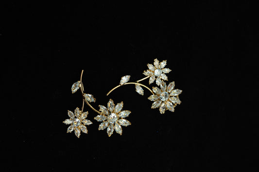 Cute Crystal Snowflake Earrings white Gold Clear