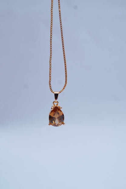 Smoky Quartz Necklace, Brown Drop Pendant, Gemstone Necklace