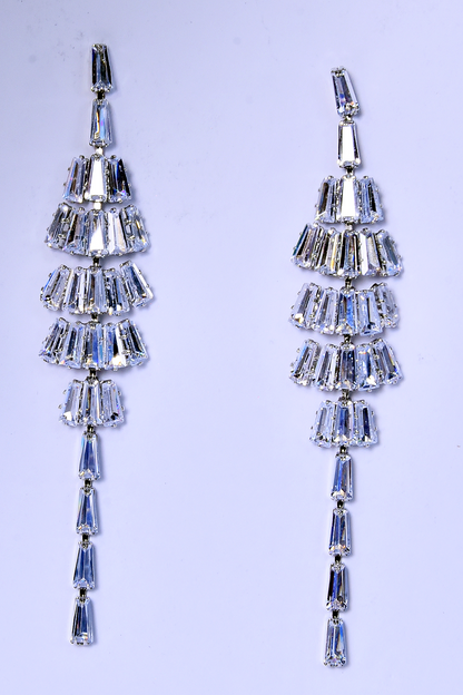 Swarovski Crystal Baguette Stainless steel long Earrings